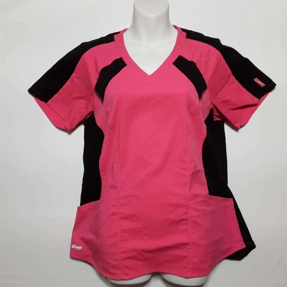 Greys Anatomy By Barco Active+ Women Sz Med Stretch Pink Scrub Top Style GVST003 - Picture 1 of 5